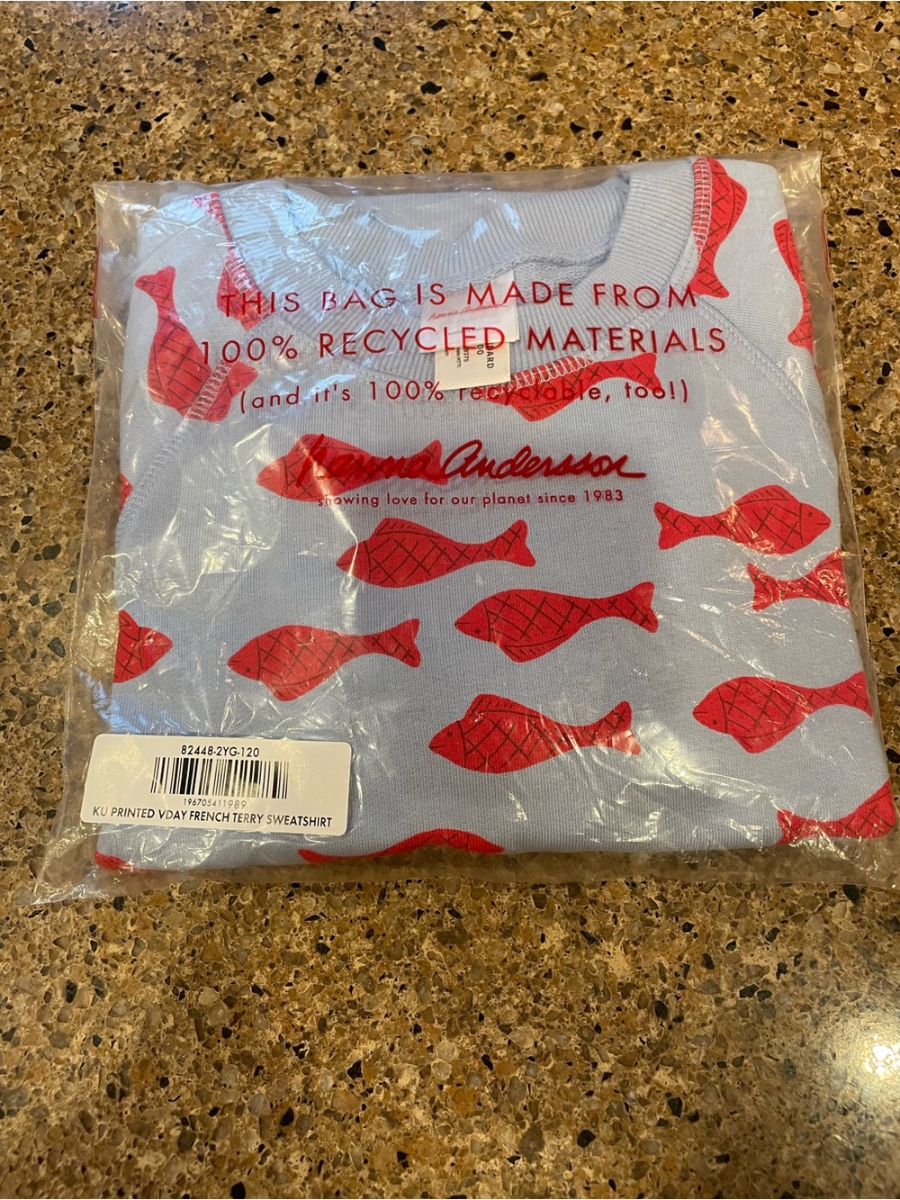 Hanna Andersson Light Blue Sweatshirt with Red Fish Print